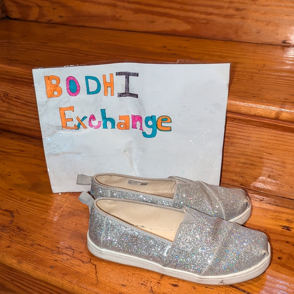 Toms Kids Silver Glitter Slip-On Shoes
